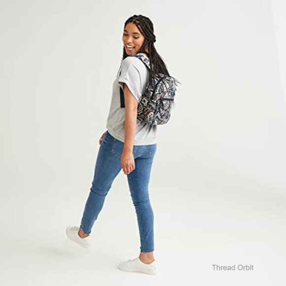 Small Quilted Cotton Backpack, Adjustable Straps, 8 Pockets, Lightweight main image 6